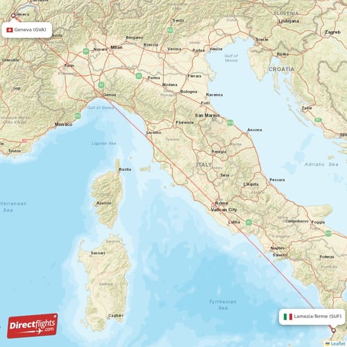 Geneva - Lamezia-Terme direct flight map