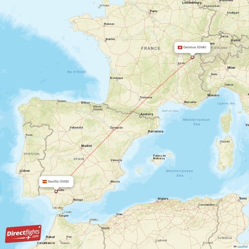 Geneva - Sevilla direct flight map