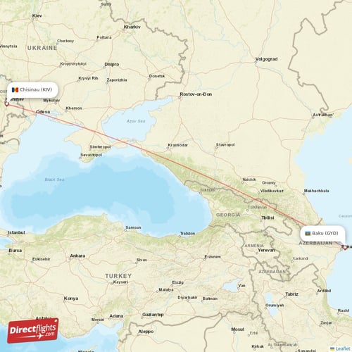Baku - Chisinau direct flight map