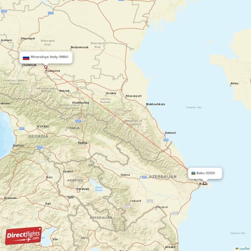 Baku - Mineralnye Vody direct flight map
