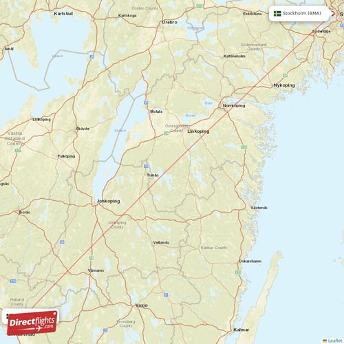 Halmstad - Stockholm direct flight map