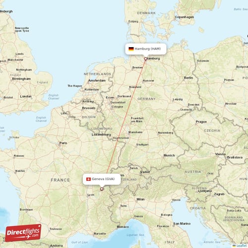 Hamburg - Geneva direct flight map