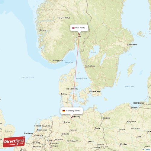 Hamburg - Oslo direct flight map
