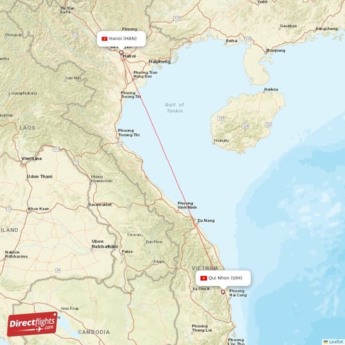 Hanoi - Qui Nhon direct flight map