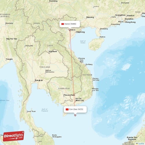 Hanoi - Con Dao direct flight map