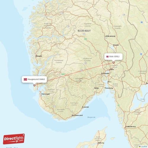 Direct flights from Haugesund to Oslo HAU to OSL non stop