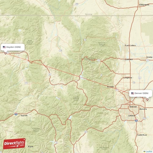 Hayden - Denver direct flight map