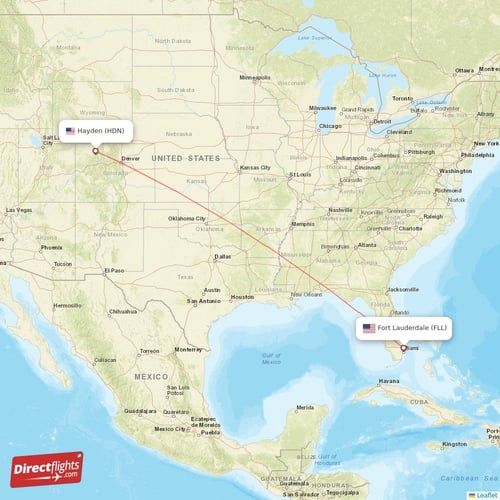 Hayden - Fort Lauderdale direct flight map