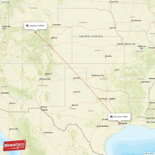 Hayden - Houston direct flight map