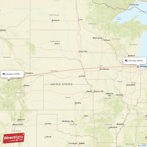 Hayden - Chicago direct flight map