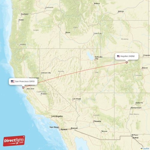 Hayden - San Francisco direct flight map
