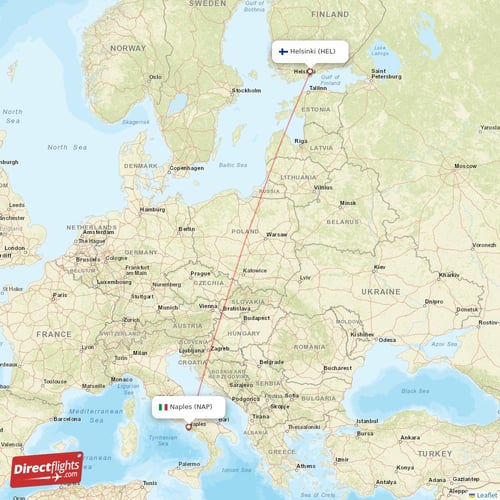 Helsinki - Naples direct flight map