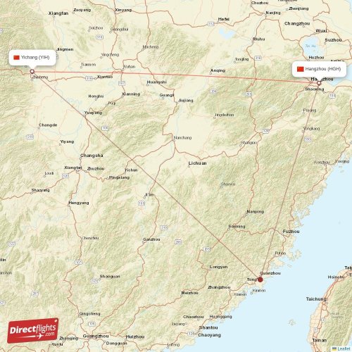 Hangzhou - Yichang direct flight map