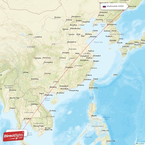 Phuket - Vladivostok direct flight map
