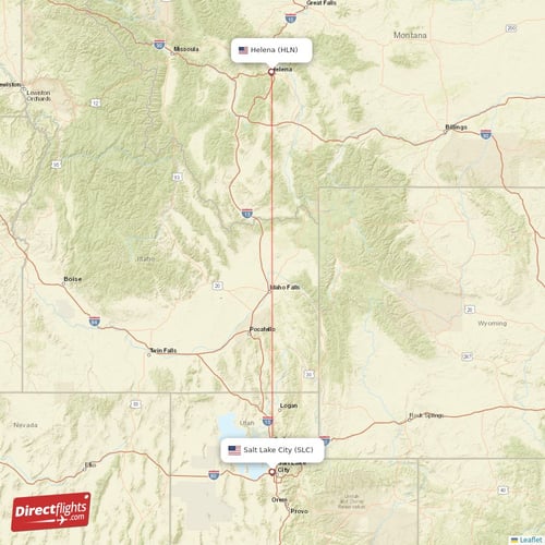 Helena - Salt Lake City direct flight map
