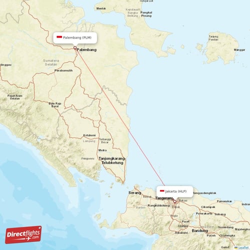Jakarta - Palembang direct flight map