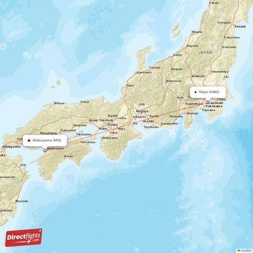 Tokyo - Matsuyama direct flight map