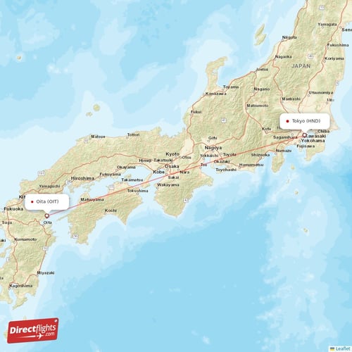 Tokyo - Oita direct flight map