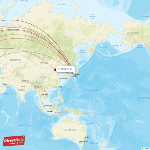 Tokyo - Vienna direct flight map