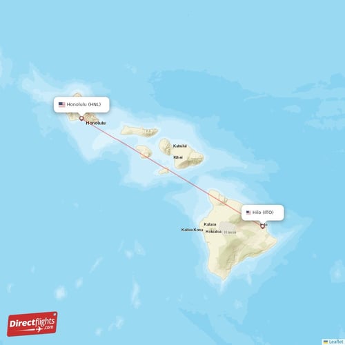 Honolulu - Hilo direct flight map