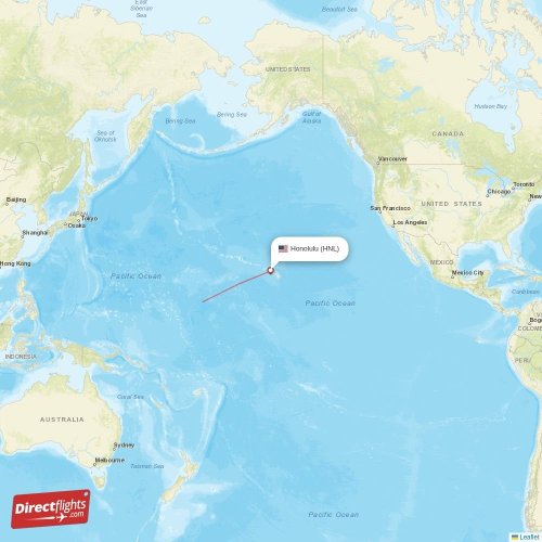 Honolulu - Majuro direct flight map