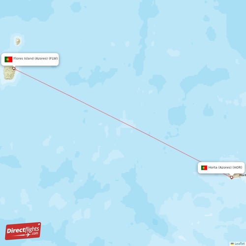 Horta (Azores) - Flores Island (Azores) direct flight map