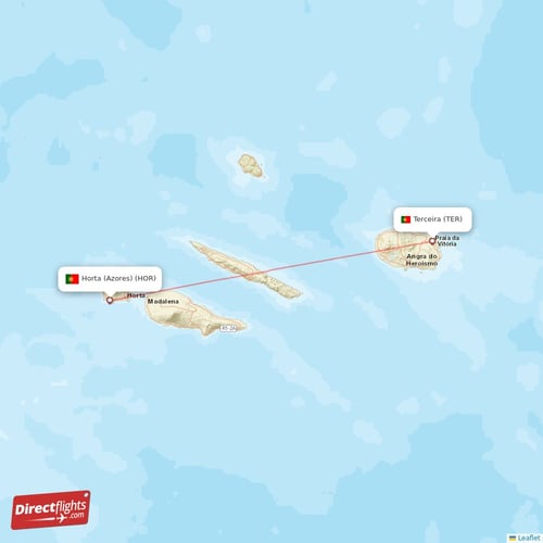 Horta (Azores) - Terceira direct flight map
