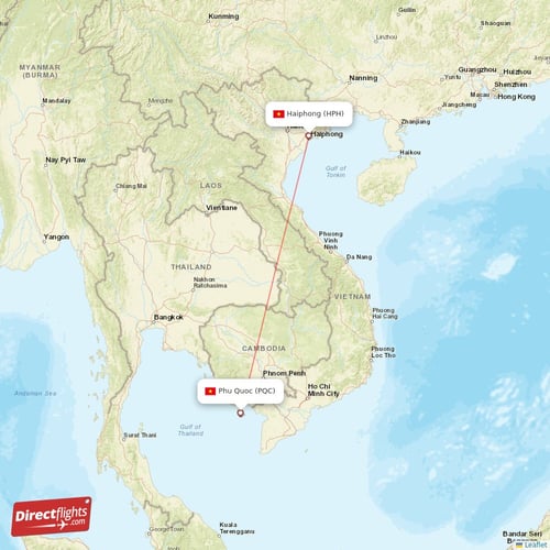 Haiphong - Phu Quoc direct flight map