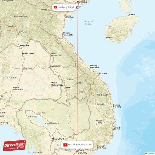 Haiphong - Ho Chi Minh City direct flight map
