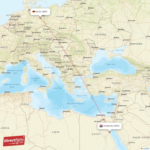 Hurghada - Berlin direct flight map