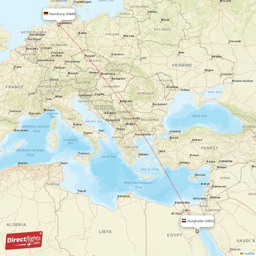 Hurghada - Hamburg direct flight map