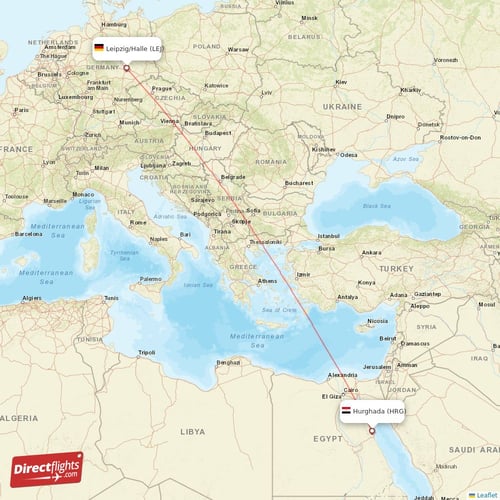 Hurghada - Leipzig/Halle direct flight map