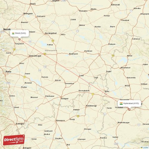 Hyderabad - Shirdi direct flight map