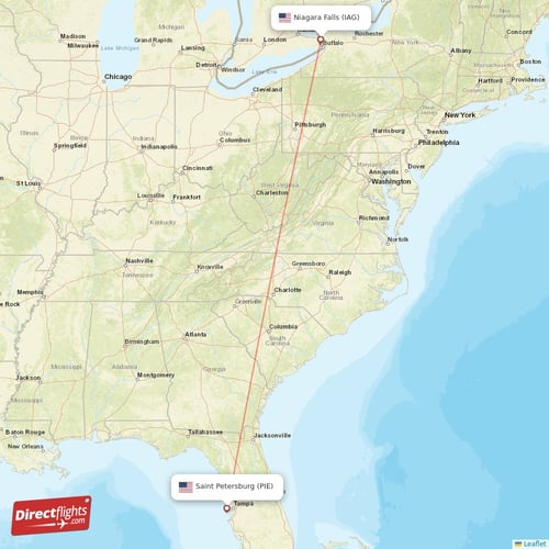 Niagara Falls - Saint Petersburg direct flight map