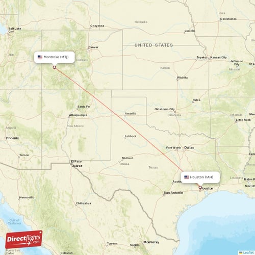 Houston - Montrose direct flight map