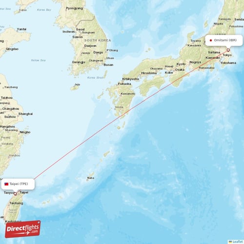 Omitami - Taipei direct flight map