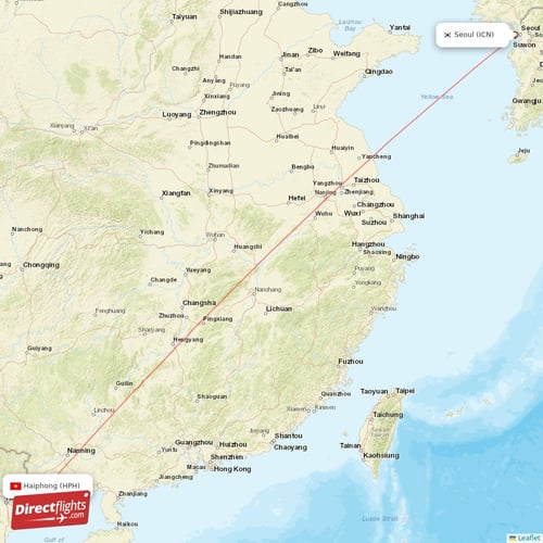 Seoul - Haiphong direct flight map