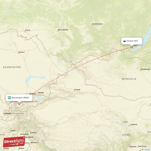 Irkutsk - Namangan direct flight map