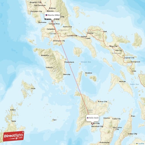 Iloilo - Manila direct flight map