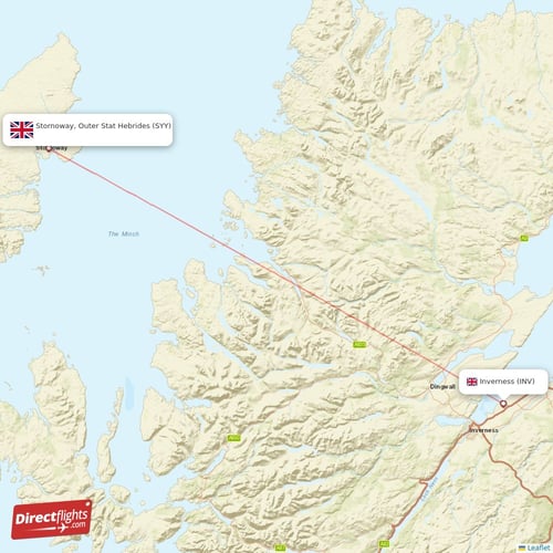Inverness - Stornoway, Outer Stat Hebrides direct flight map