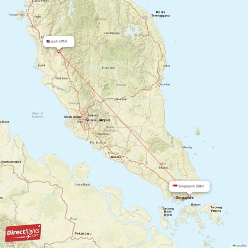 Ipoh - Singapore direct flight map