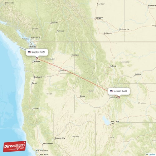 Jackson - Seattle direct flight map