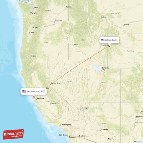 Jackson - San Francisco direct flight map