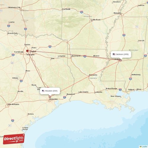 Jackson Direct Flight Map Direct flights from Jackson to Houston (JAN-IAH) - Directflights.com