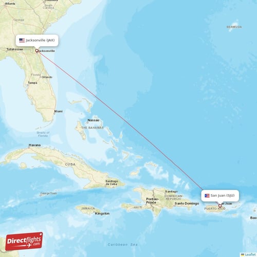 Direct flights from Jacksonville to San Juan, JAX to SJU nonstop