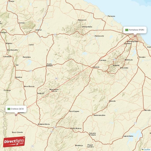 Crateus - Fortaleza direct flight map