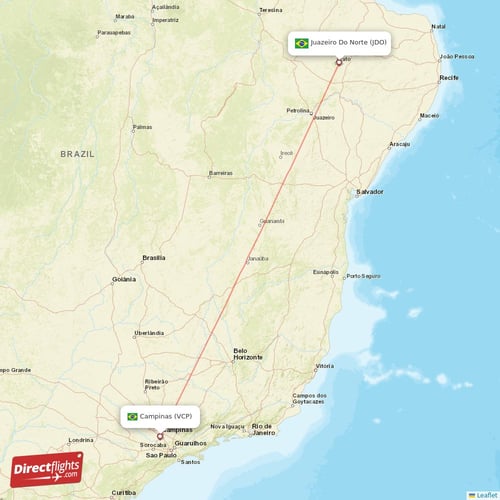 Juazeiro Do Norte - Campinas direct flight map