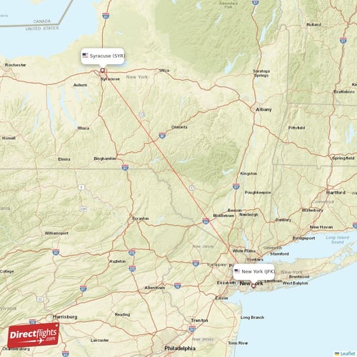 New York - Syracuse direct flight map