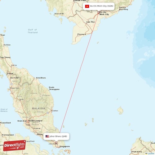Johor Bharu - Ho Chi Minh City direct flight map