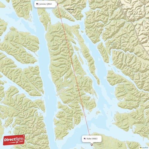 Juneau - Kake direct flight map